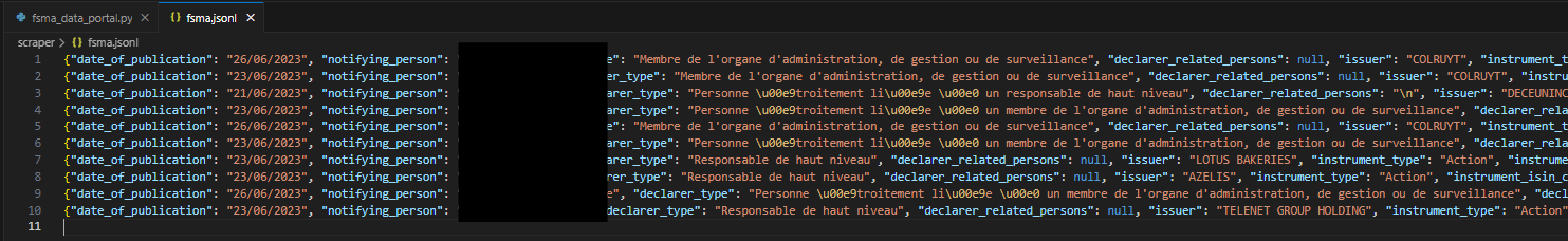Output for 10 transactions