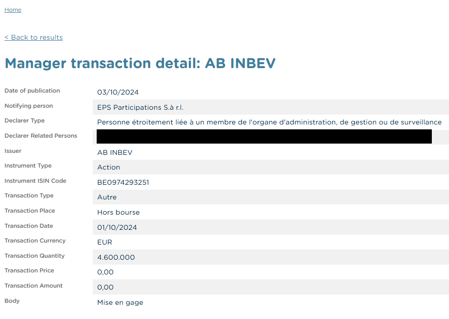 page 1 of the transactions list