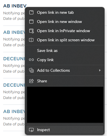 right click → Inspect